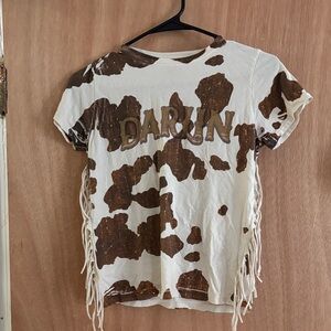 Buckle Kids Brown and White Fringe T-Shirt